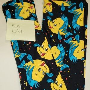 LULAROE LITTLE MERMAID FLOUNDER KIDS L/XL LEGGINGS